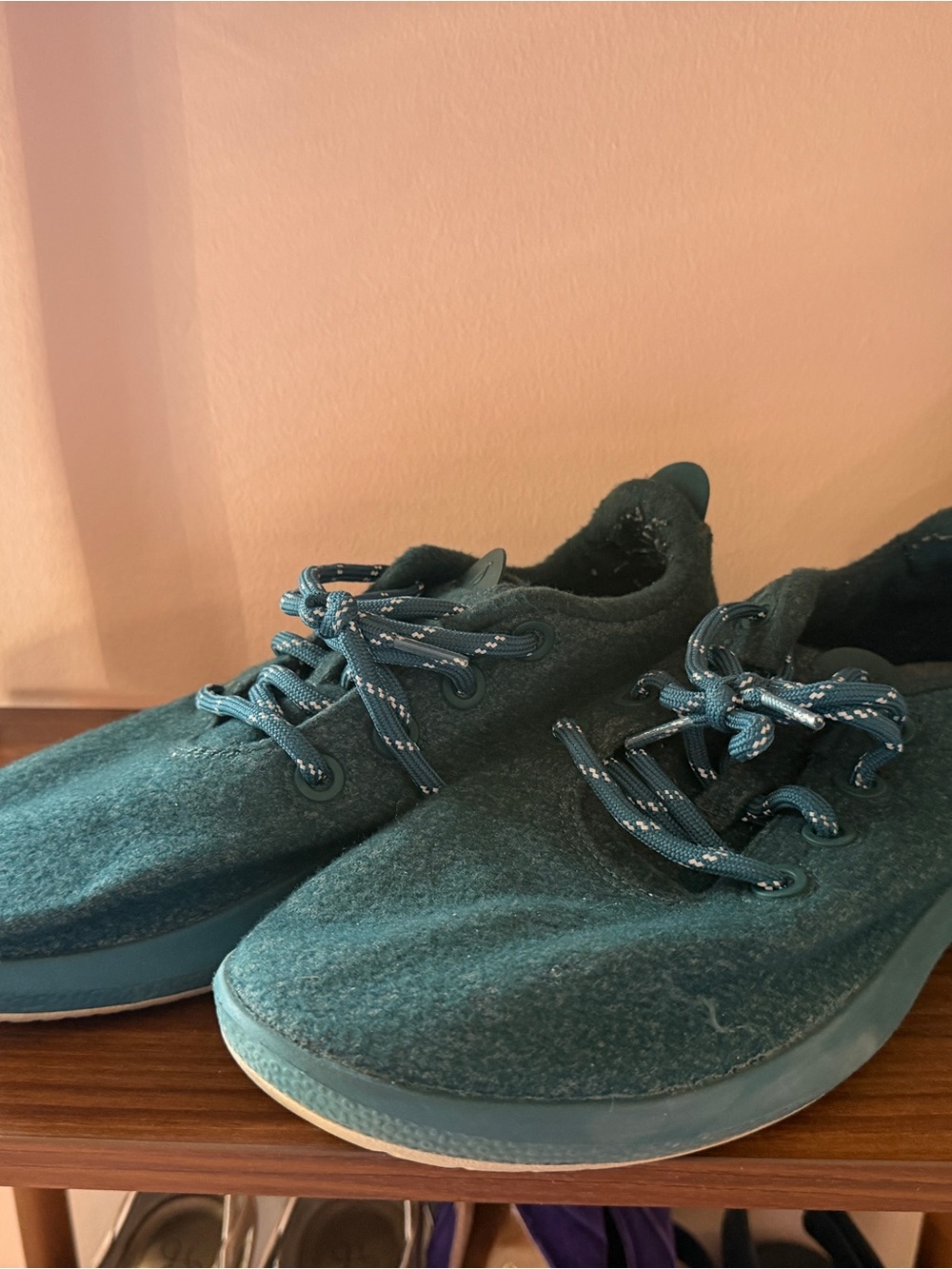 allbirds Men's Teal Knit Lace-Up Sneakers size 10